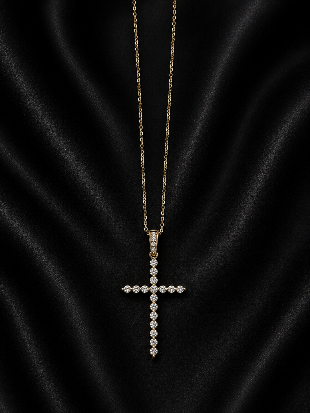 Yellow Gold and Diamond Crucifix Necklace